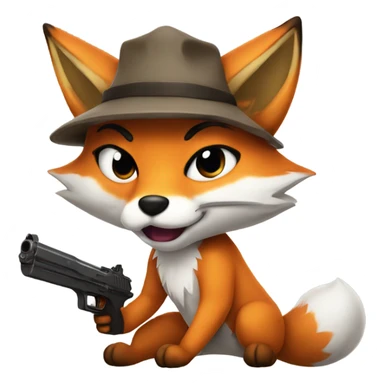 Fox  with gun anime sticker
