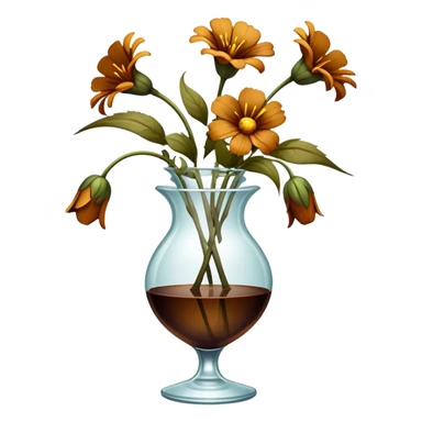severely drooping dead flowers hanging over the edge of a vase sticker