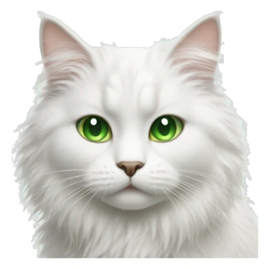 White fluffy cat with green eyes  sticker
