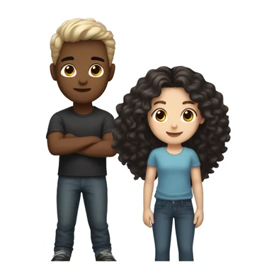 Girl white skin, hair brown and boy moreno, hair black  sticker