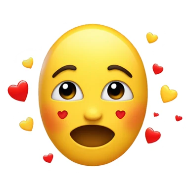 Regular yellow Emoji in love looking , blushing and red little hearts on the air sticker