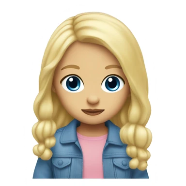 Blonde hair blue eye baby with toy bus sticker