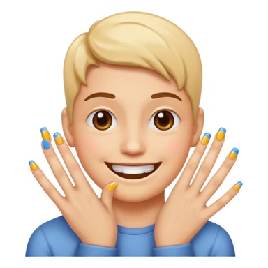 A simwly emoji with nails pookie symbol  sticker