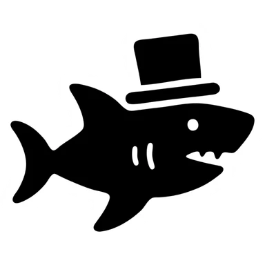 shark with a top hat, solid filled icon sticker