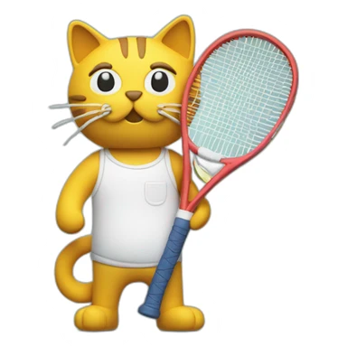 Plasticine cat with a tennis racket in his hand sticker