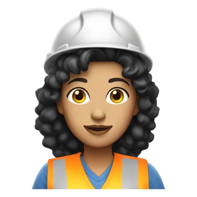 white Woman construction worker with black curly hair and yellow hat sticker