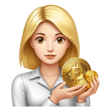 Woman with a lot of Bitcoin  sticker