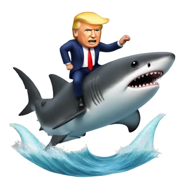 Trump riding on 2 sharks sticker