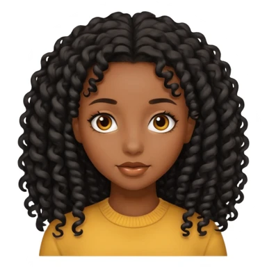 black girl with long black curly hair  sticker