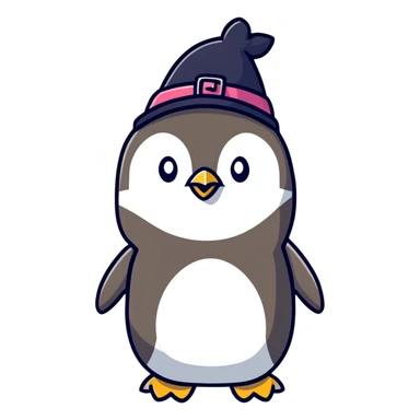 penguin wizard with a big hat and cute expression sticker