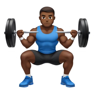 jacked man black clothes blue shoes barbell squats sticker
