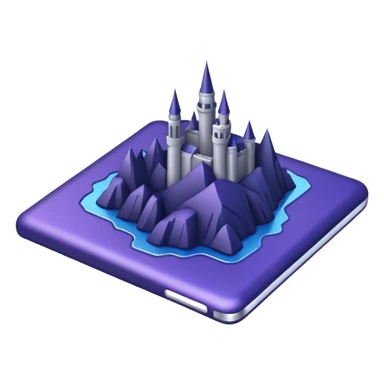 Landmark icon above the map. Colors: dark purple, dark blue, black, silver. sticker