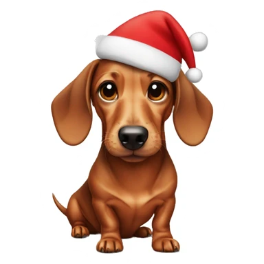 Dachshund wearing Santa hat sticker