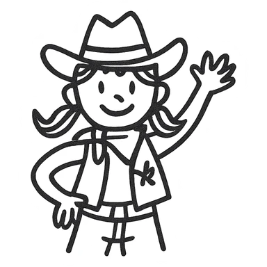 cowgirl, playful, minimal sticker