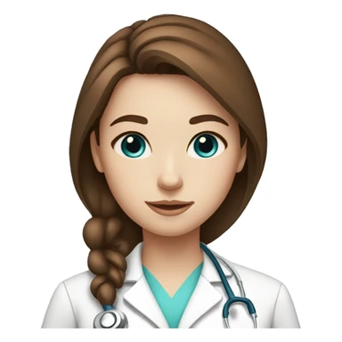 doctor girl with brown hair, blue eyes and fair skin sticker