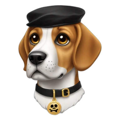 beagle with black collar and skull medallion  sticker