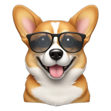 sit Corgi with glasses sticker