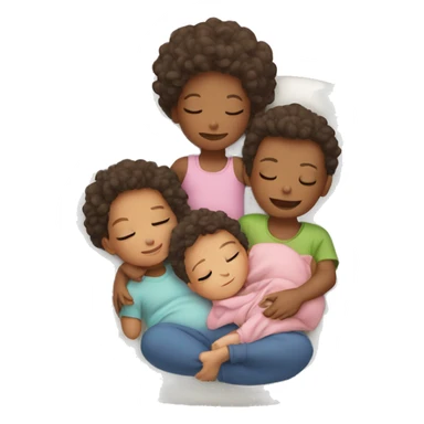 3 kids and 1 baby sleeping sticker