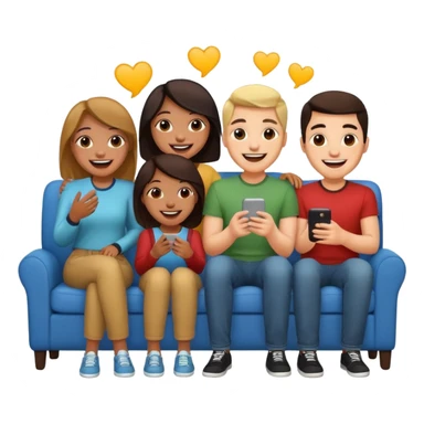 group of friends on couch having fun sticker