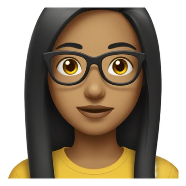 BLACK-straight-haired-girl-glasses-YELLOW-shirt sticker