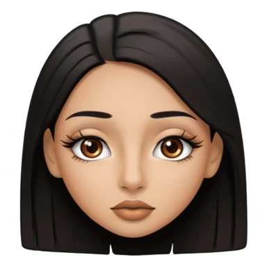 tan girl with black straight hair long eye lashes brown eyes brown lip liner nose contour  sticker