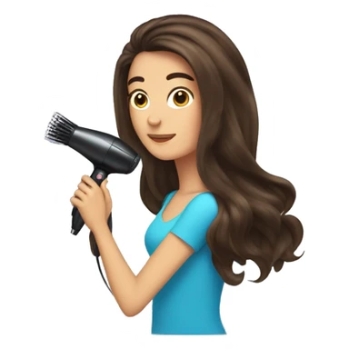Brunette girl blow drying hair sticker