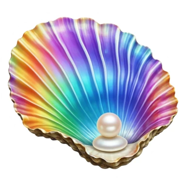 Rainbow oyster Shell with pearl sticker