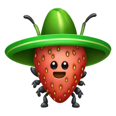Lightning bug firefly wearing a Mexican hat and holding a strawberry sticker