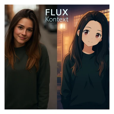 recreate this image and add logo of  text "FLUX Kontext" on top of it sticker