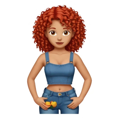 OGER with red curly hair that looks Mexican that is big and fat wearing jeans and a crop top sticker
