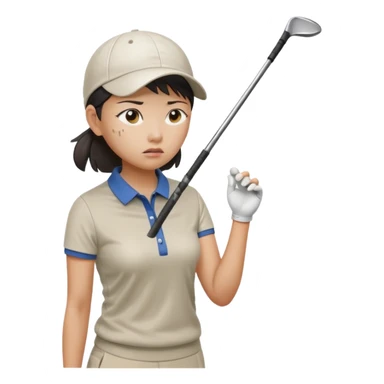 asian women golfer painful profile sticker
