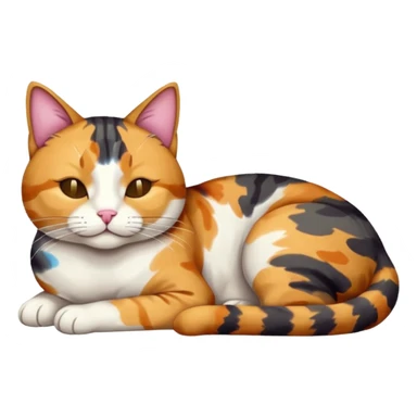 full body colourful light patched calico tabby cat sleeping sticker