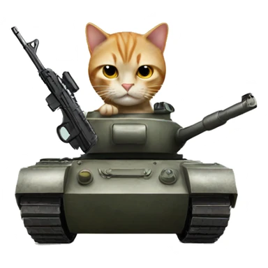 Cat with gun and helmet in a tank sticker
