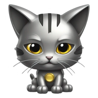 Looks hard cartoon metalic steel kitty like pokemon on sticker