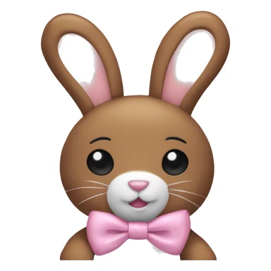 Pastel brown stuffed animal plushie with pastel pink ribbon on one of the bunnies ears sticker