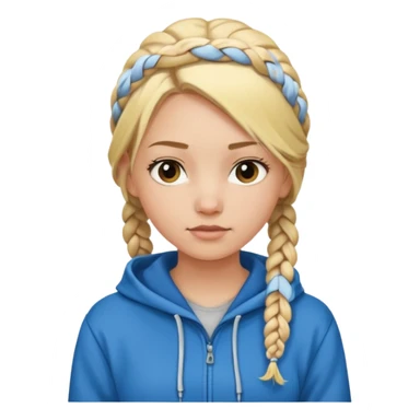 Blonde girl with braided hair wearing a hoodie sticker