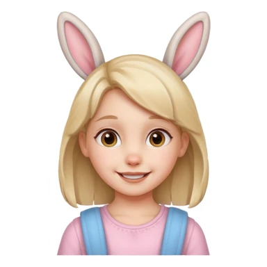 kid girl with bunny ears sticker