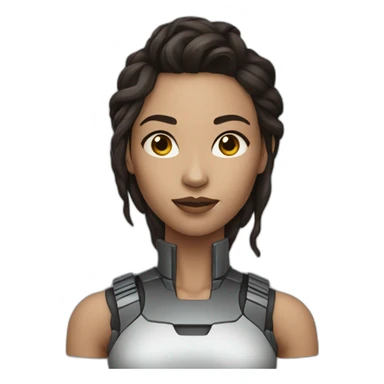 cyborg woman dark brown hair sticker
