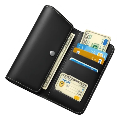 Travel black wallet – larger, holds passport and tickets.
 sticker