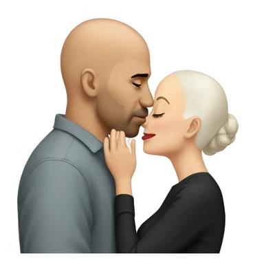 Bald spanish man kissing white brunette sticker