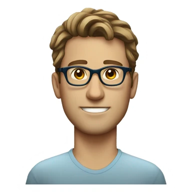 tall white man with wavy short brunette hair and blue eyes wearing glasses sticker