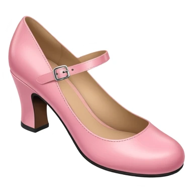 Has a rounded toe and a strap across the instep — one pink pair resembles this style.Mary Jane sticker