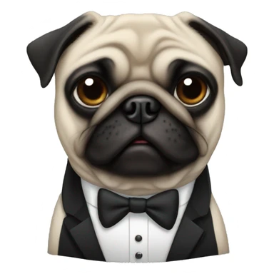 Pug in a tuxedo sticker
