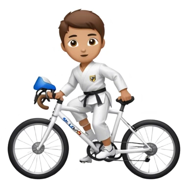 Taekwondo boy wearing a dobok riding a road bike sticker