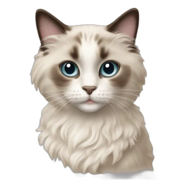 Ragdoll cat with curly girl sticker