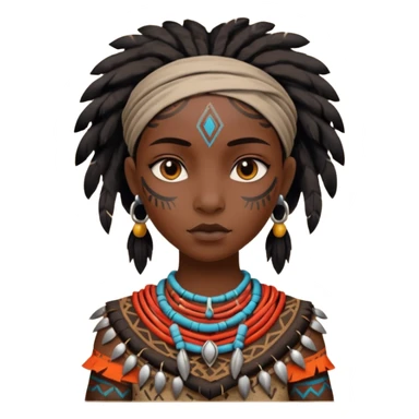 ancient black girl, tattered animal cloth sticker