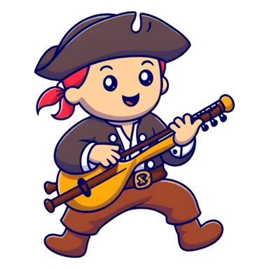 pirate playing an instrument sticker