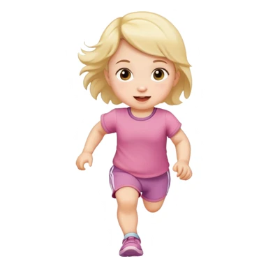 running 1 year old girl toddler sticker