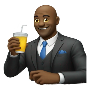 Boss sitting at desk taking a drink sticker