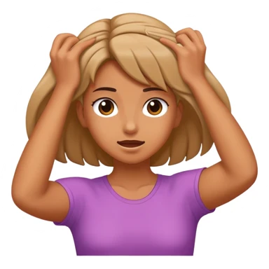A girl pulling her hair sticker
